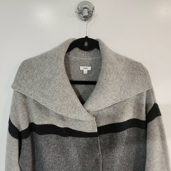 VINCE Sweater Coat Wool & Cashmere Blend, Grey Stripe Sz S EUC - Picture 5 of 7